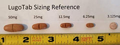 LugoTab production label emphasizes quality control and iodine content.