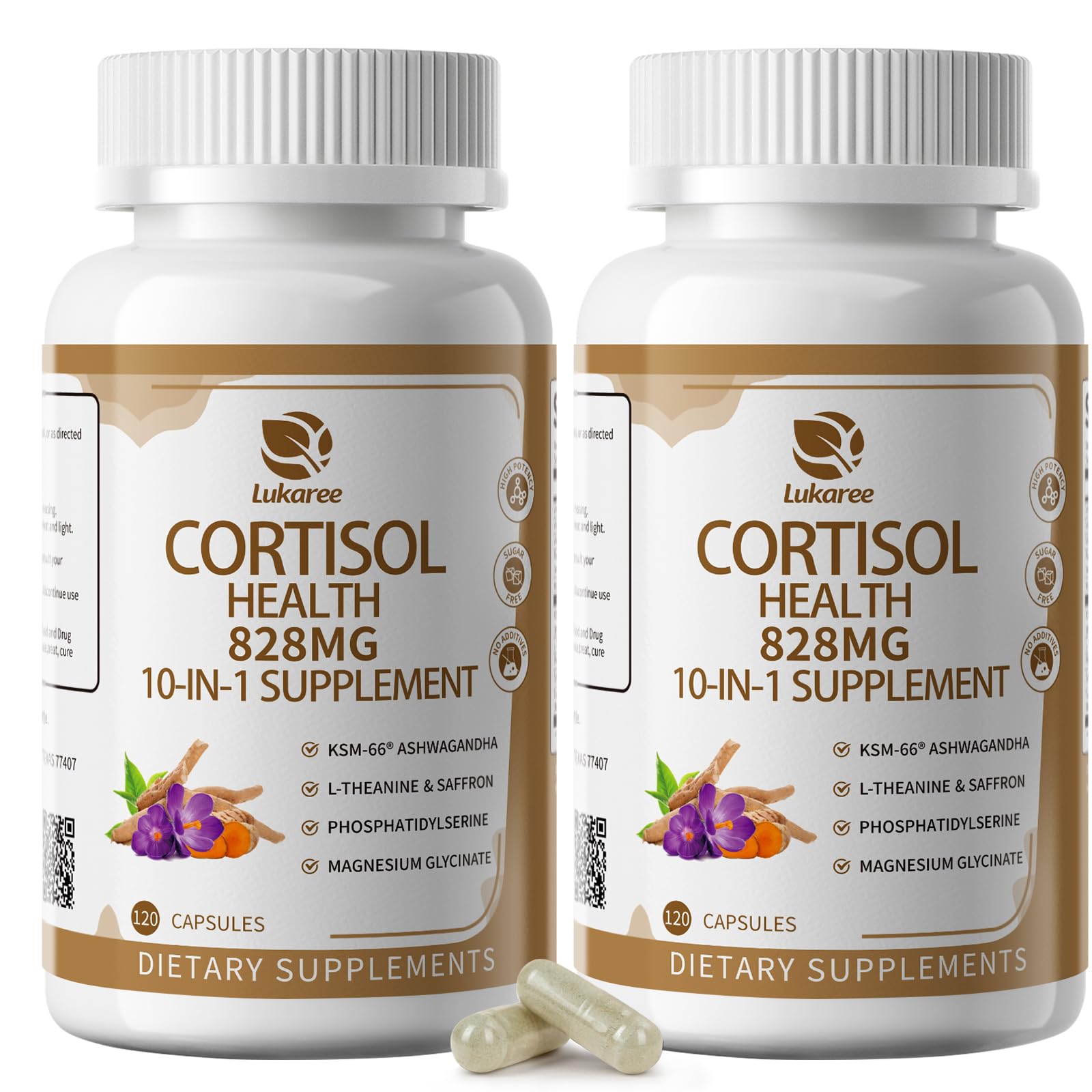 Lukaree 10-in-1 cortisol bottle front — supports daily balance.