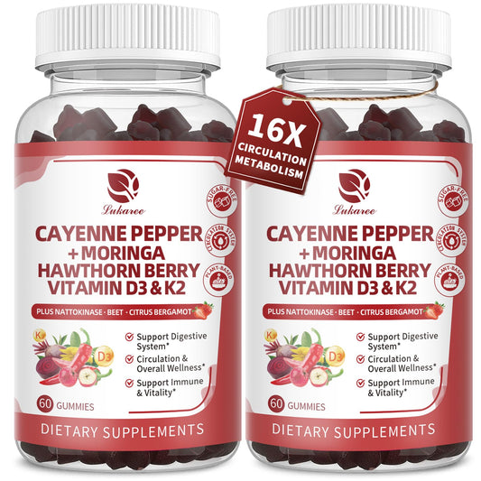 Lukaree 2-pack 16-in-1 cayenne gummies in convenient packaging.