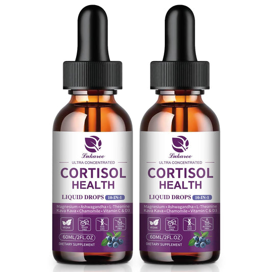 Lukaree Cortisol Drops blueberry bottle ready for daily calm and focus.