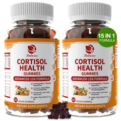 Lukaree Cortisol Supplements bottle front with vegan gummies designed for mood balance