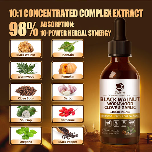 Lukaree garlic berberine drops close-up emphasizing on-the-go digestive relief