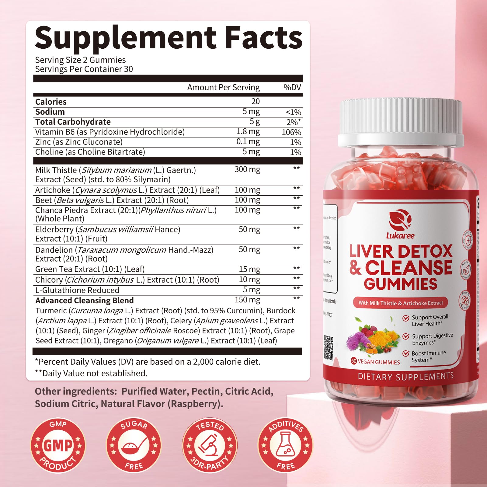 Lukaree Liver Cleanse daily-use gummies on a breakfast table.