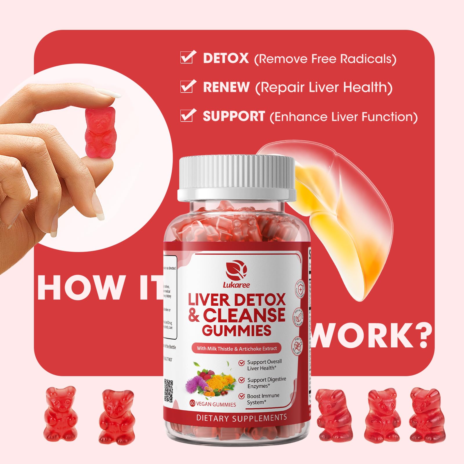 Lukaree Liver Cleanse packaging front showing label and 60-count bottle.
