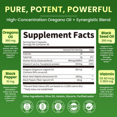 Lukaree oregano oil capsules bottle back label detailing ingredients and directions