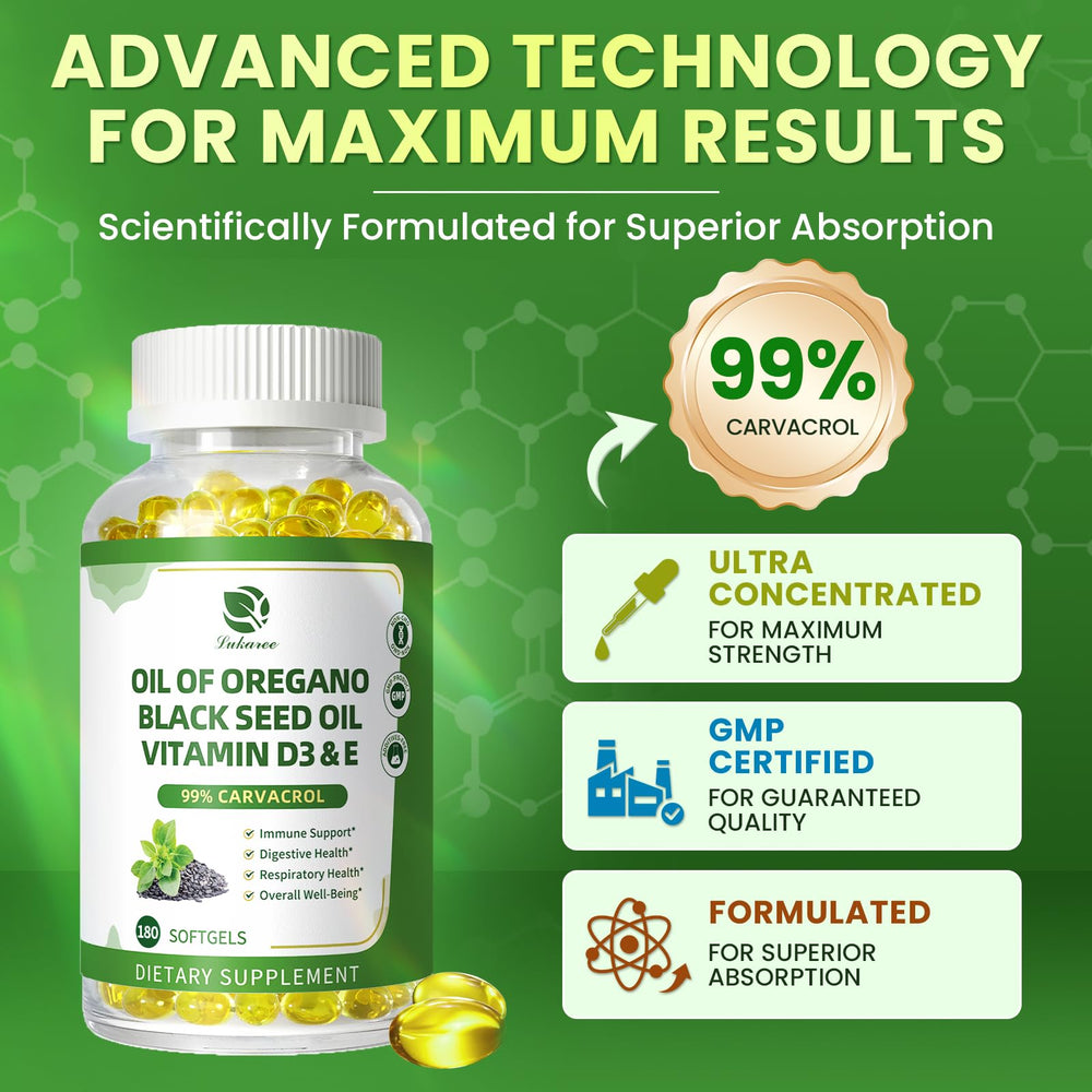 Lukaree oregano oil capsules close-up bottle showing premium packaging