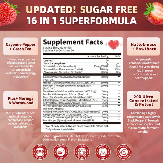 Lukaree sugar-free Cayenne gummies showcase 60-count bottle design.
