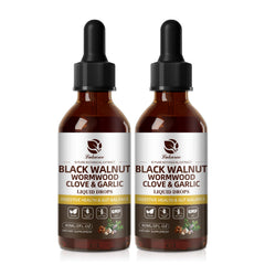 Lukaree Wormwood Black Walnut Clove bottle highlights potent drops for daily gut support