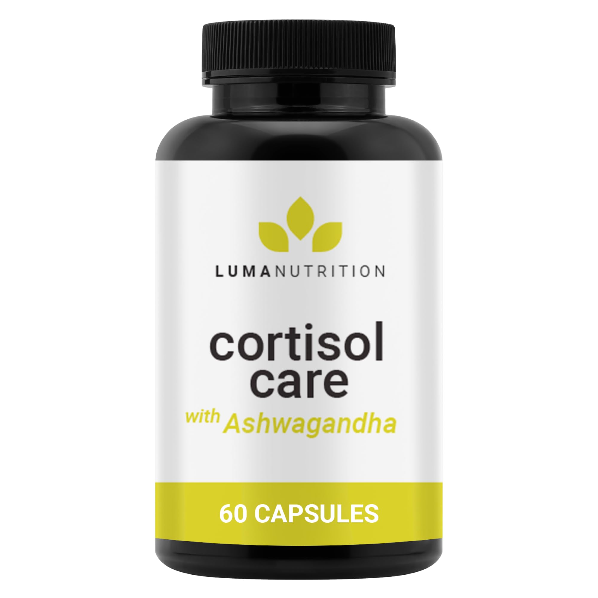 Luma Nutrition Cortisol Reducer bottle front signals calm focus for daily tasks.