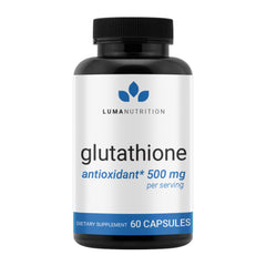 Luma Nutrition glutathione 500mg bottle front for antioxidant support.