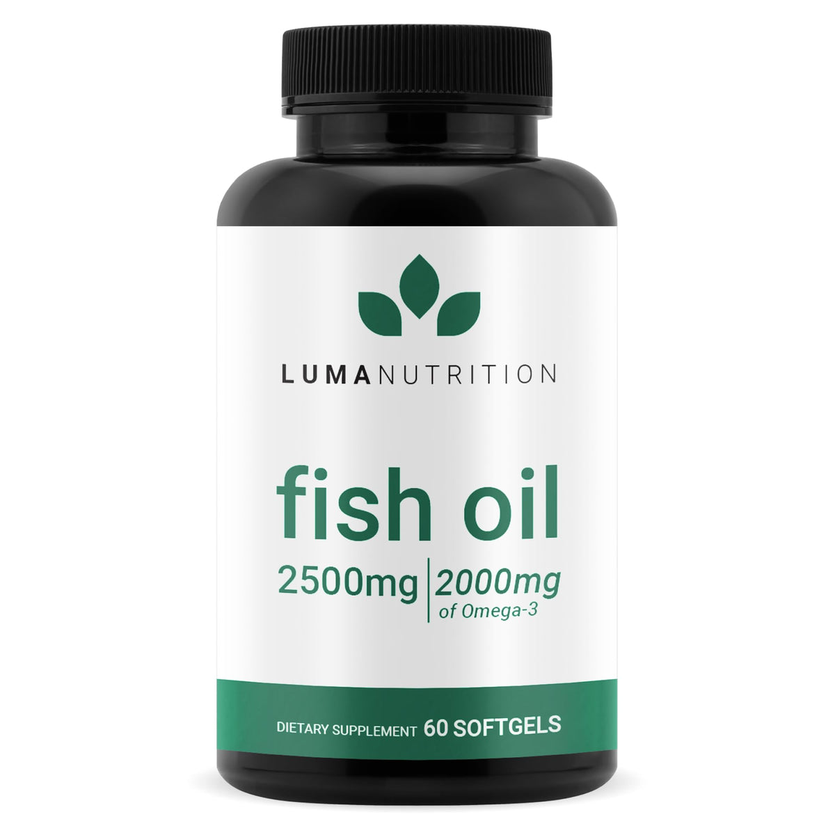 Luma Nutrition Omega-3 softgels bottle front for premium heart and brain support.