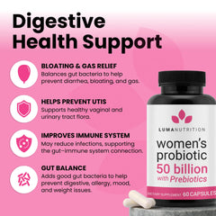 Luma Nutrition Probiotics for Women prebiotic formulation closeup