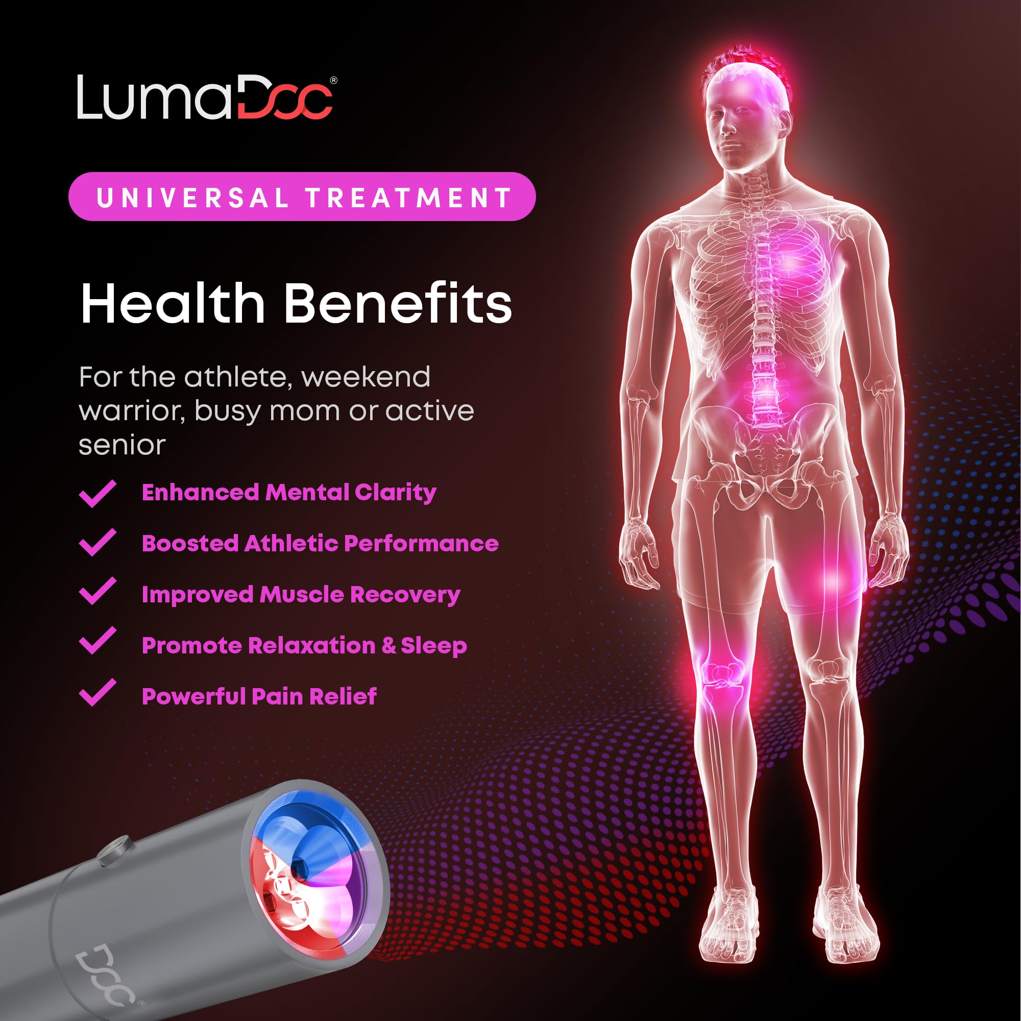 LumaDoc protective glasses included for safe blue light therapy use