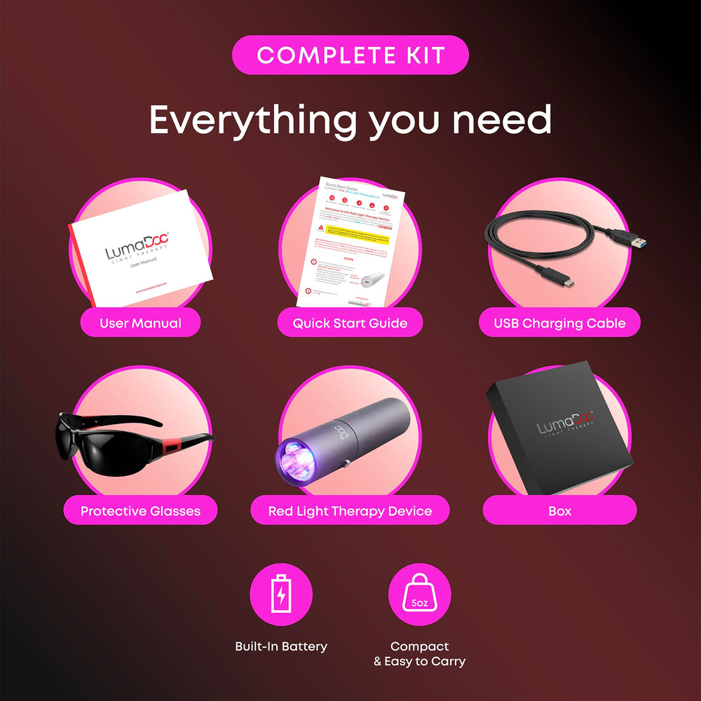 LumaDoc built-in rechargeable battery supports cordless sessions anywhere
