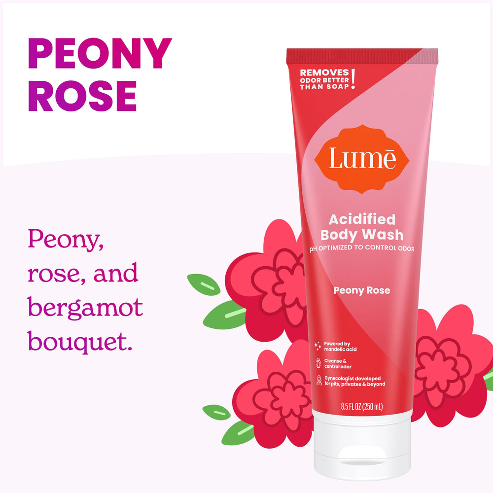 Lume Acidified Body Wash is SLS- and parabens-free for gentle cleansing.