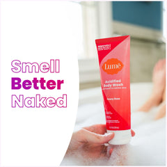 Lume Peony Rose packaging suggests moisturizing feel for comfortable skin.