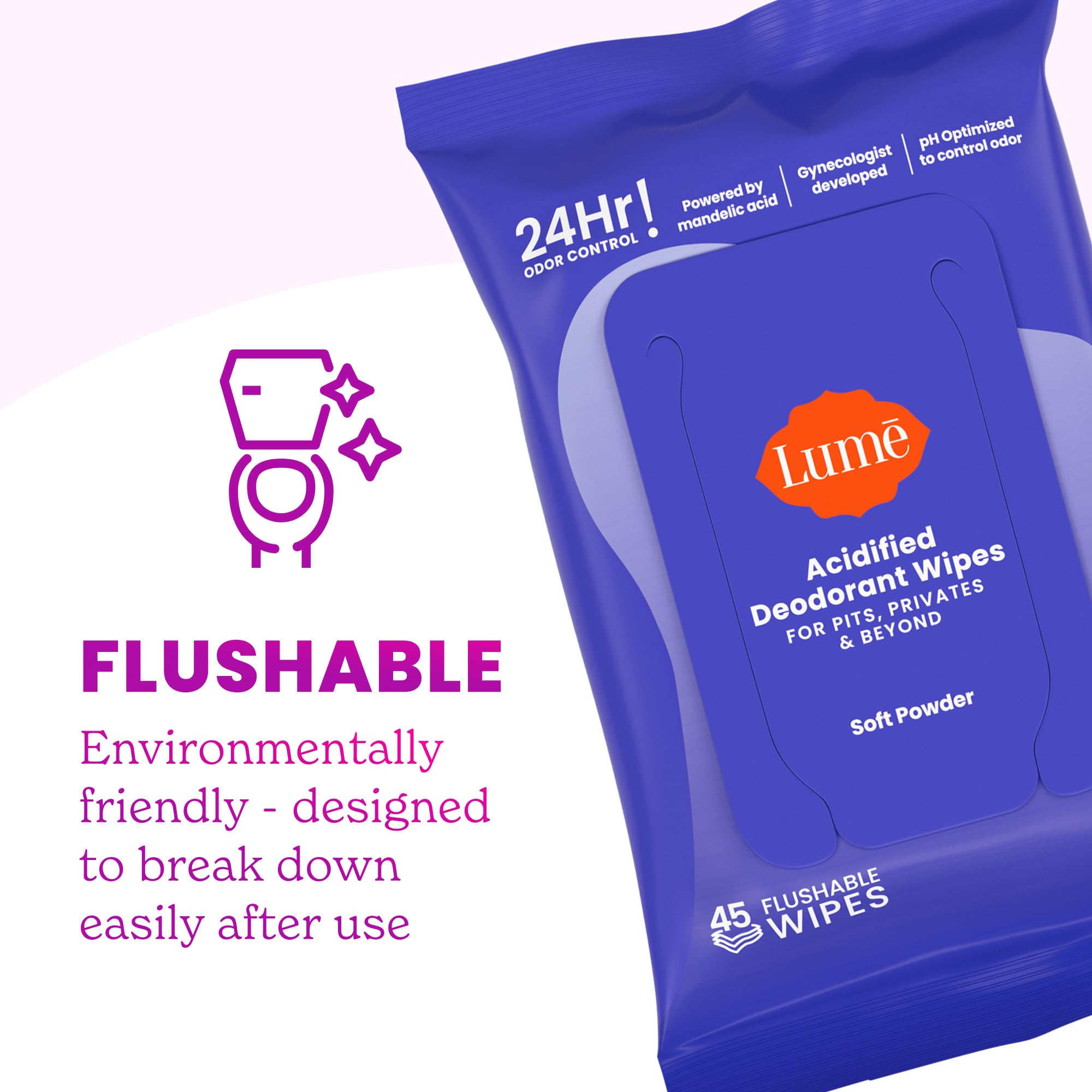 Flushable and environmentally friendly packaging for easy disposal.