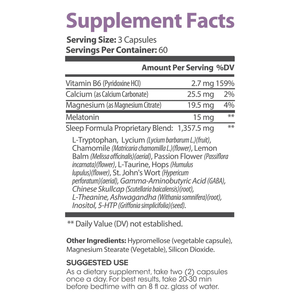 Lumen Naturals Natural Sleep label close-up shows valerian and magnesium.