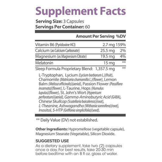 Lumen Naturals Natural Sleep label close-up shows valerian and magnesium.