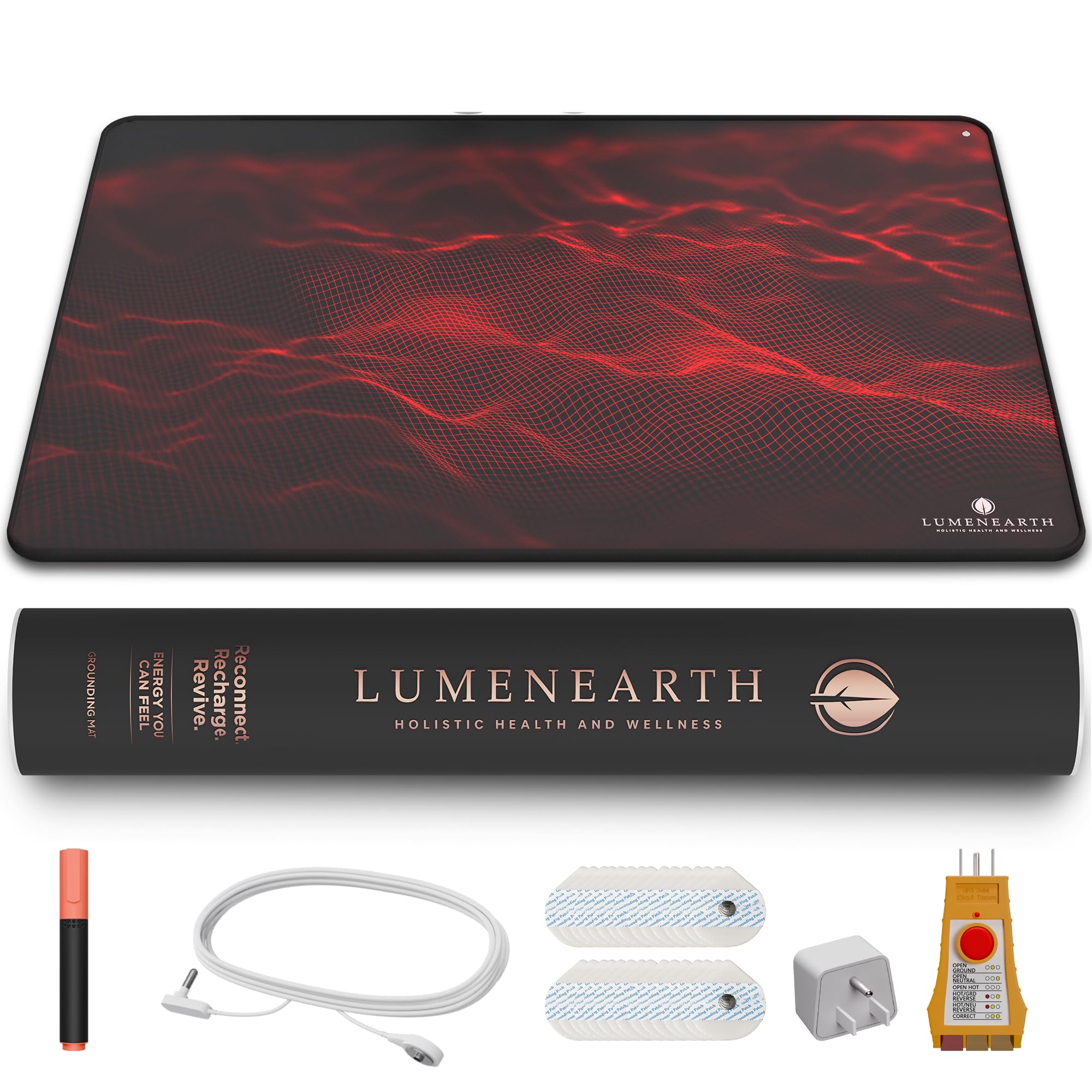 LumenEarth grounding mat top view for daily grounding during relaxation.