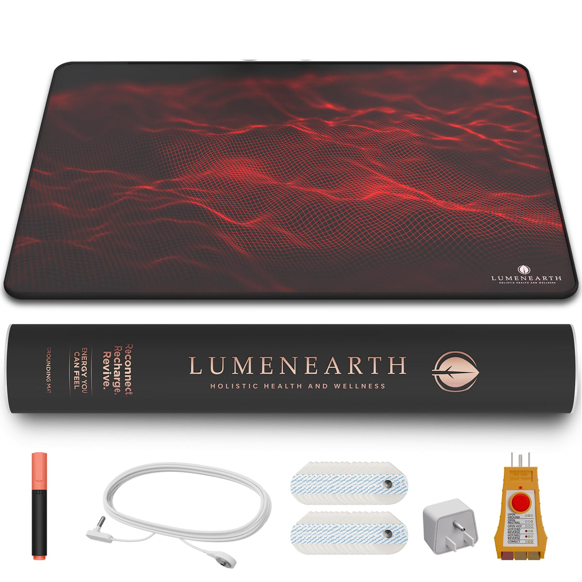LumenEarth grounding mat top view for daily grounding during relaxation.