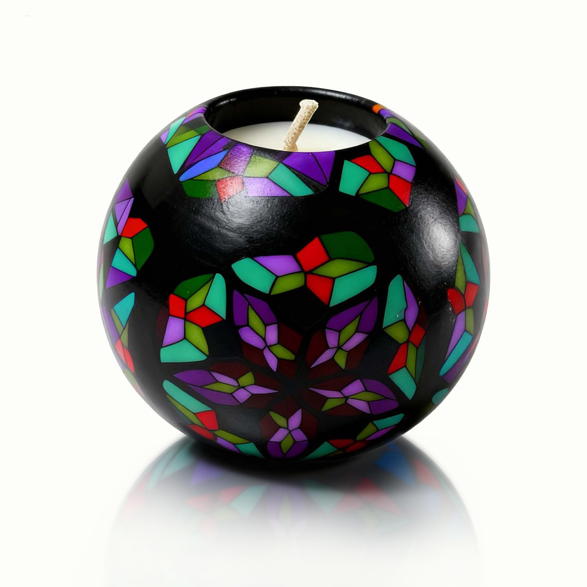LumeTon spherical design candle adds artistic charm and warmth to any room.
