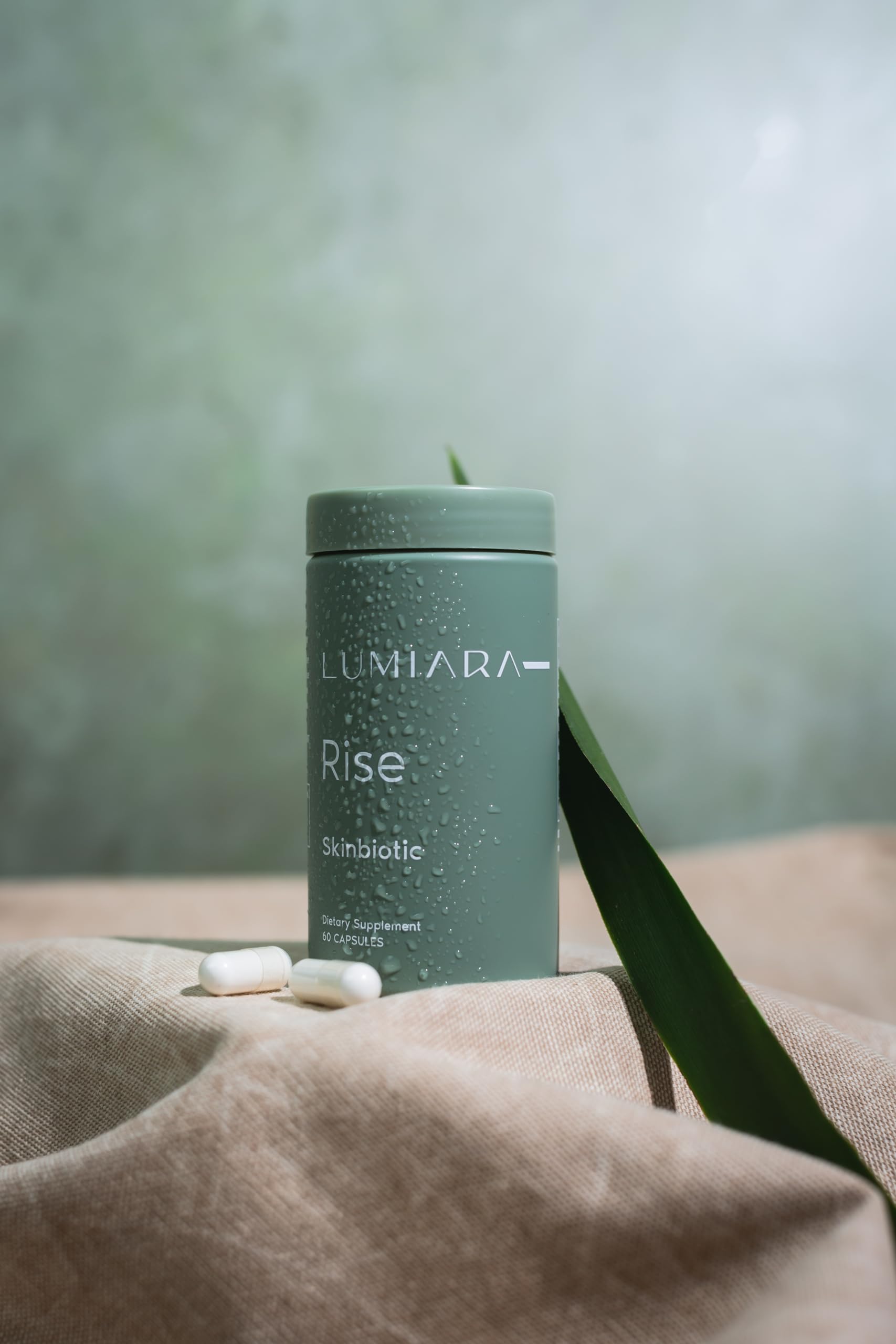 Lumiara Rise bottle on counter for a simple daily ritual