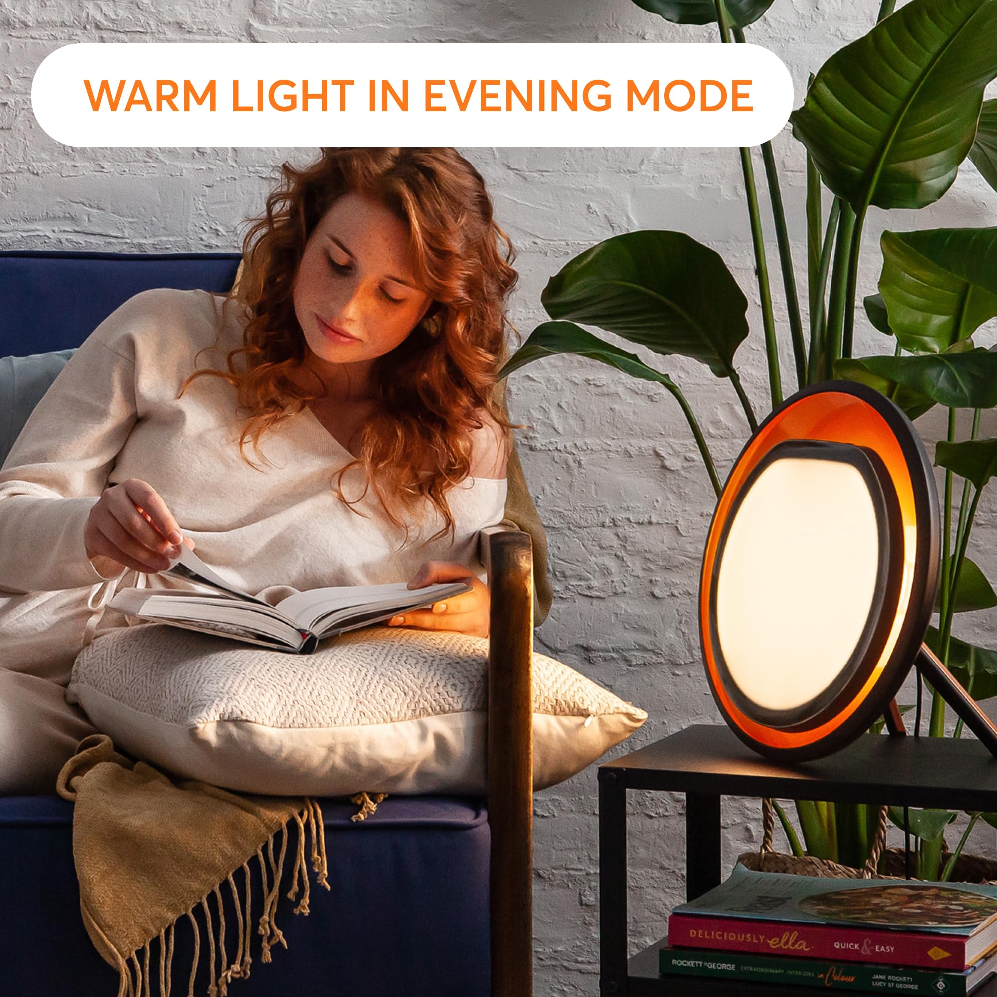 Lumie Halo ambient backlight providing soft glow in room.