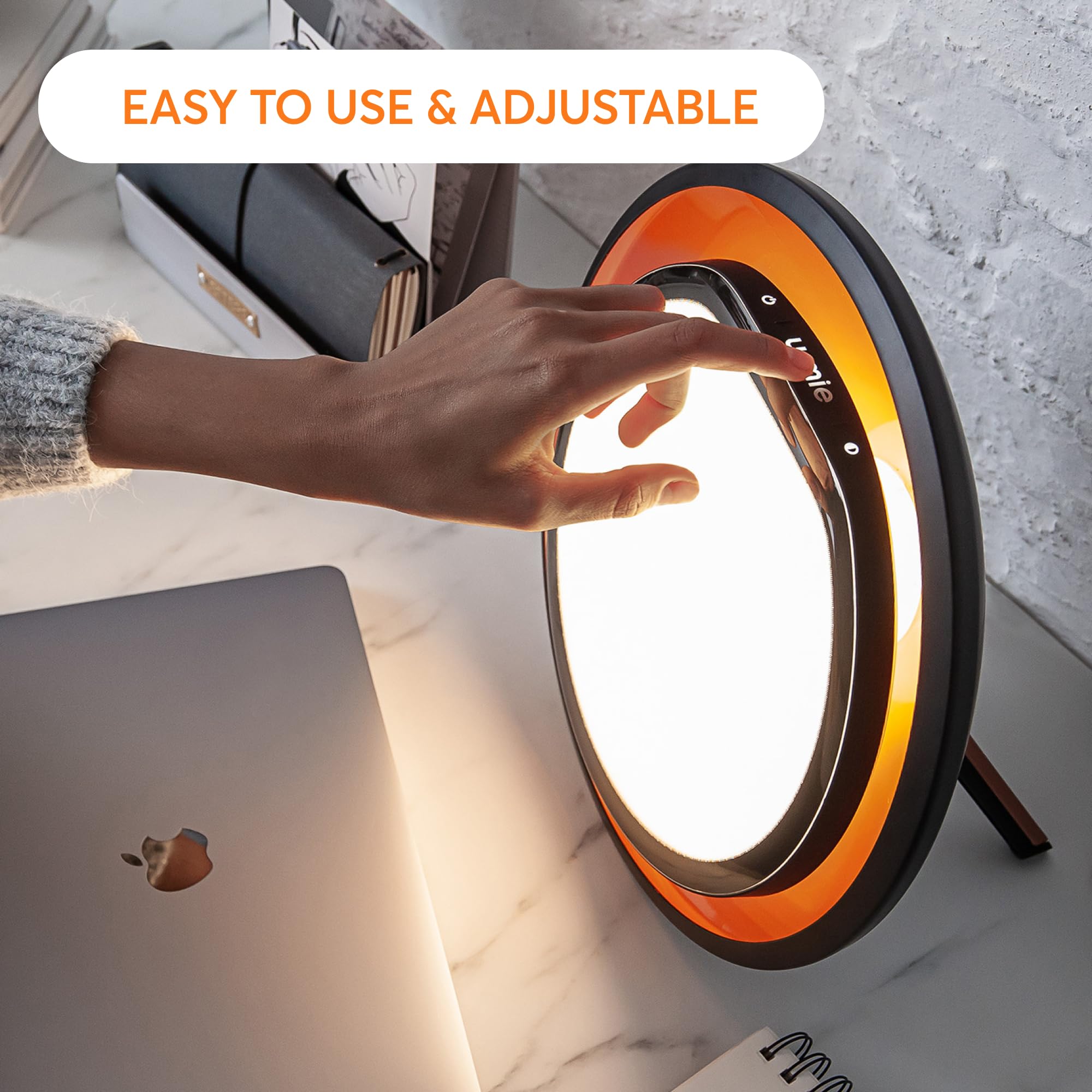 Lumie Halo brightness slider shown for precise light settings.