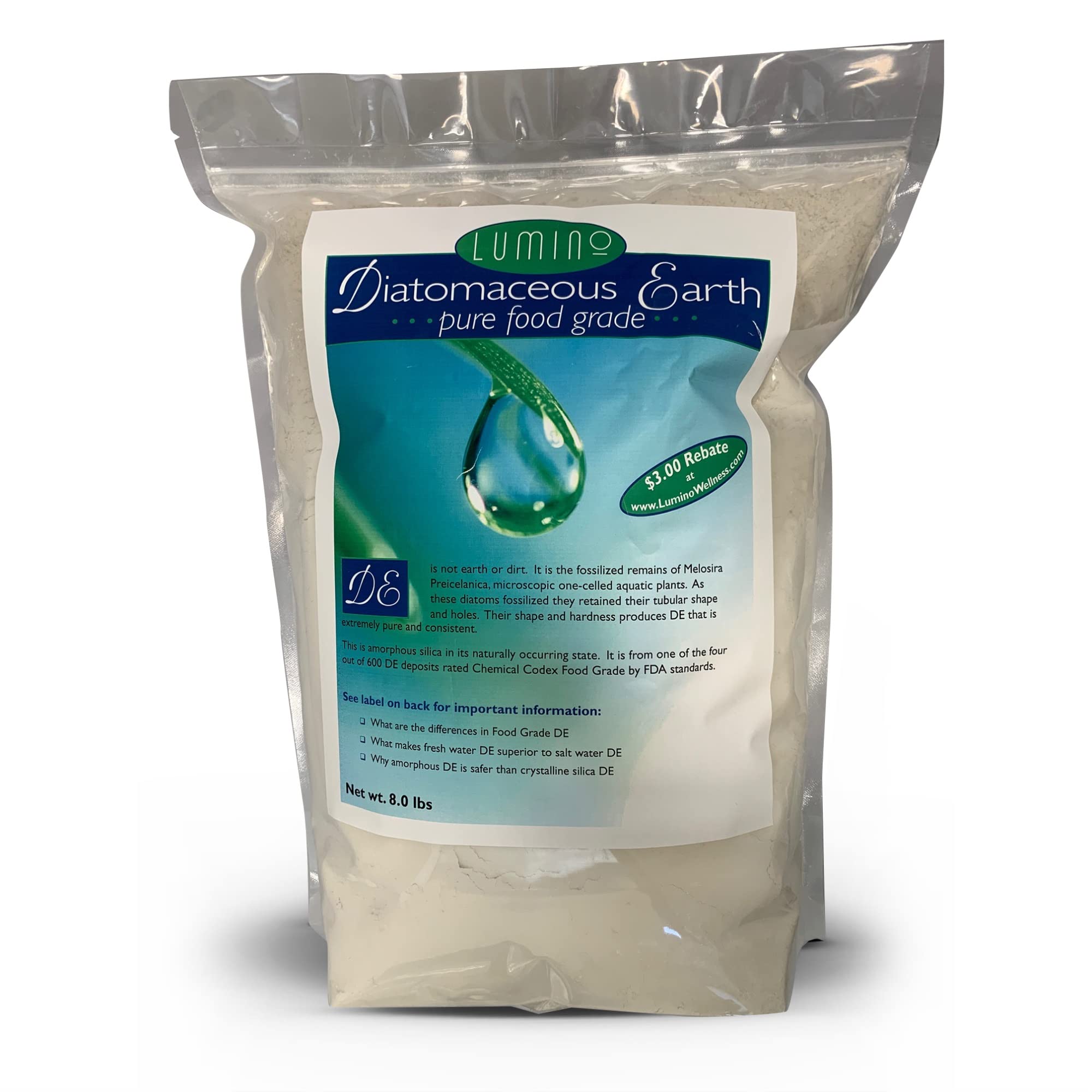 Lumino Wellness Pure Diatomaceous Earth 8 lbs for baking and home tasks