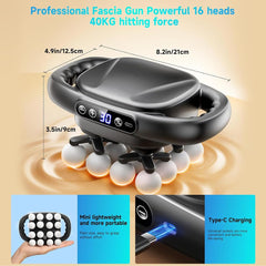 Lumiterra massage gun neck focus to ease neck tension.