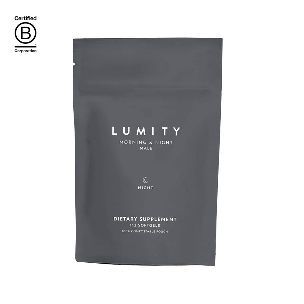 Lumity Night Male softgel capsules support restful sleep and recovery.