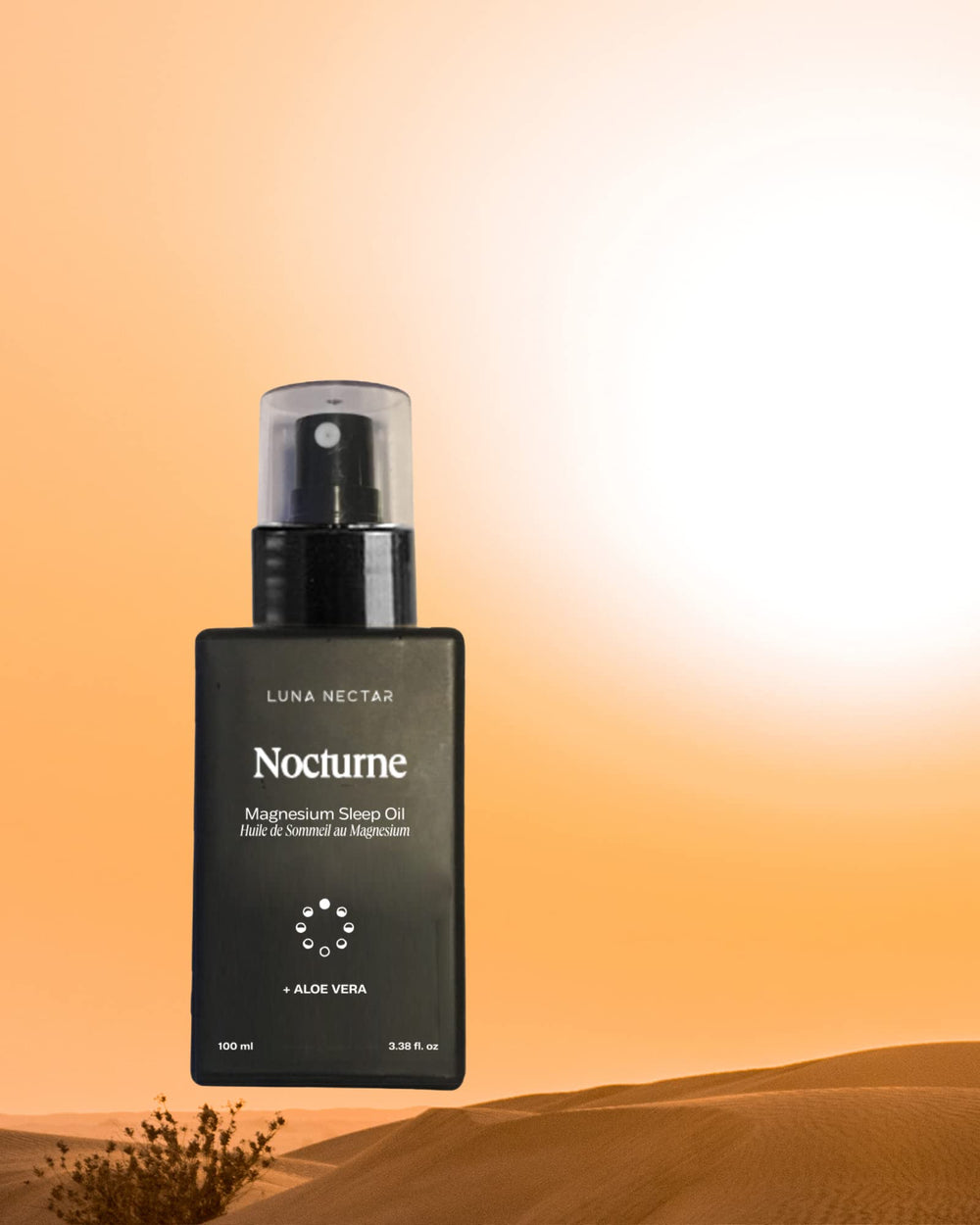 Luna Nectar Nocturne application pump enables easy on skin massage for sleep.