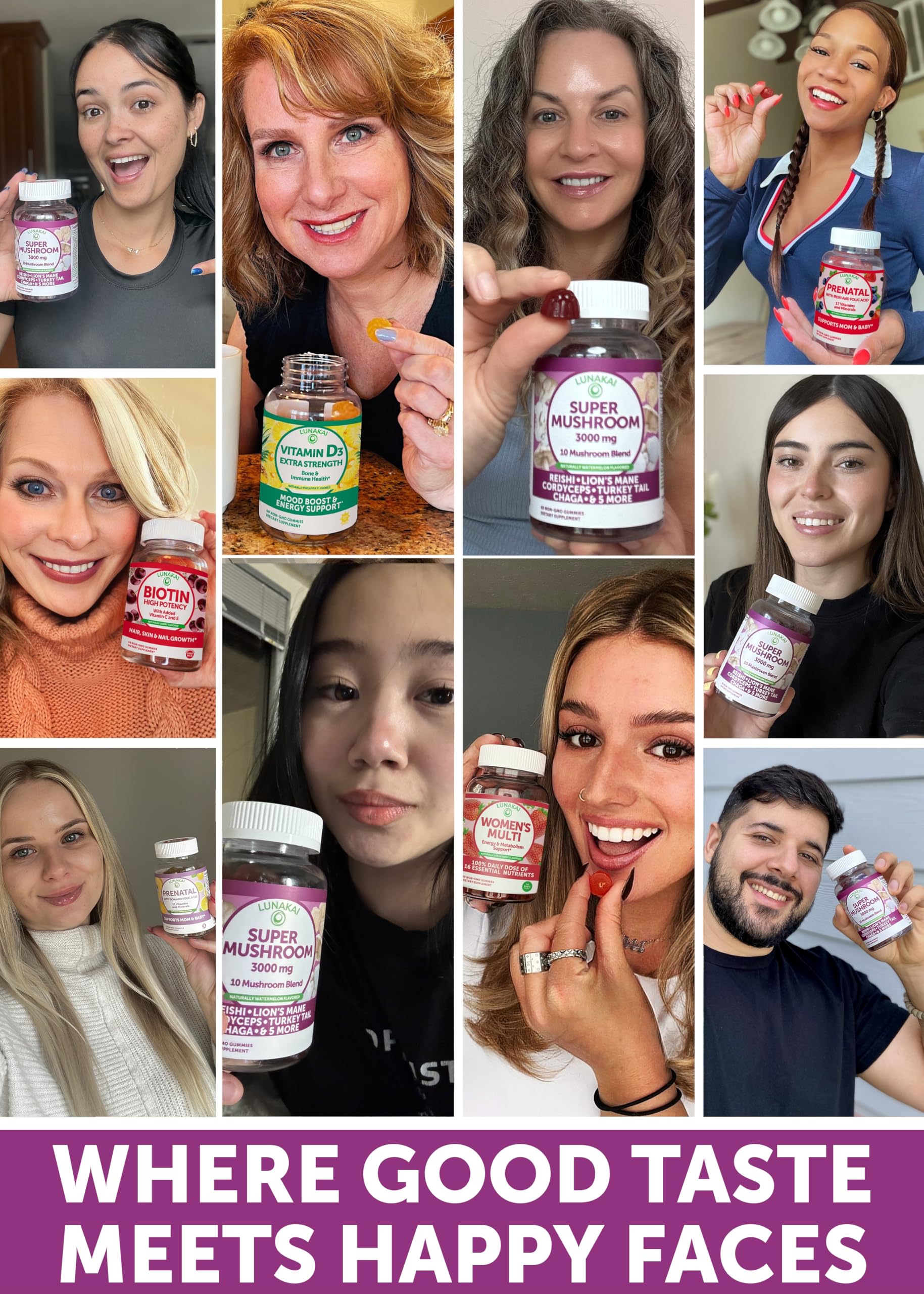 10-mushroom blend in Lunakai gummies supports holistic wellness possibilities.