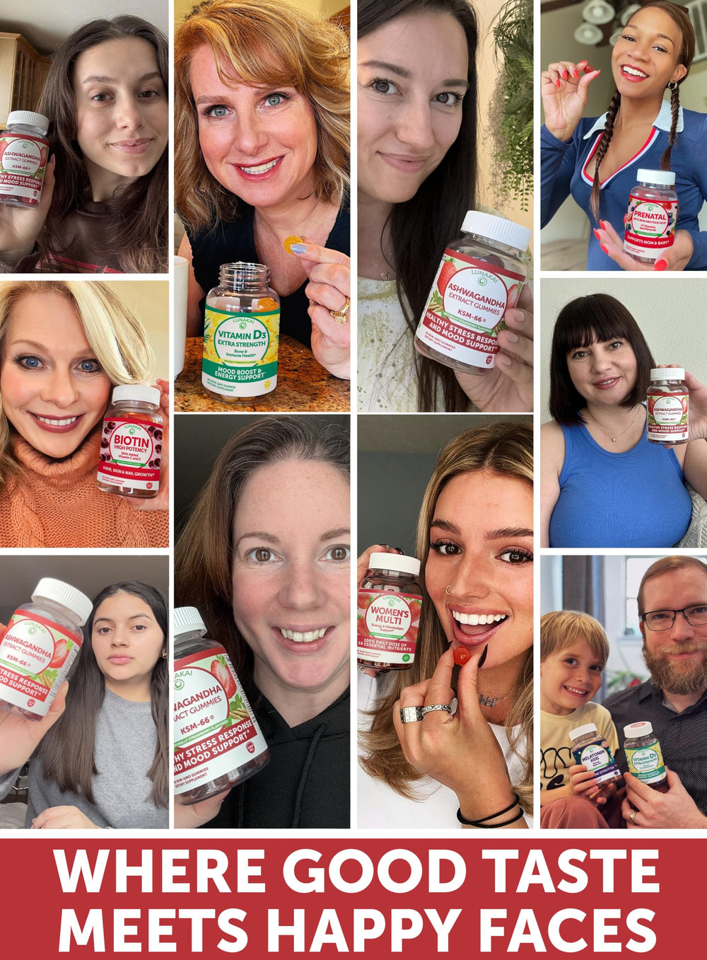 Lunakai Ashwagandha Gummies strawberry flavor highlights pleasant daily wellness.