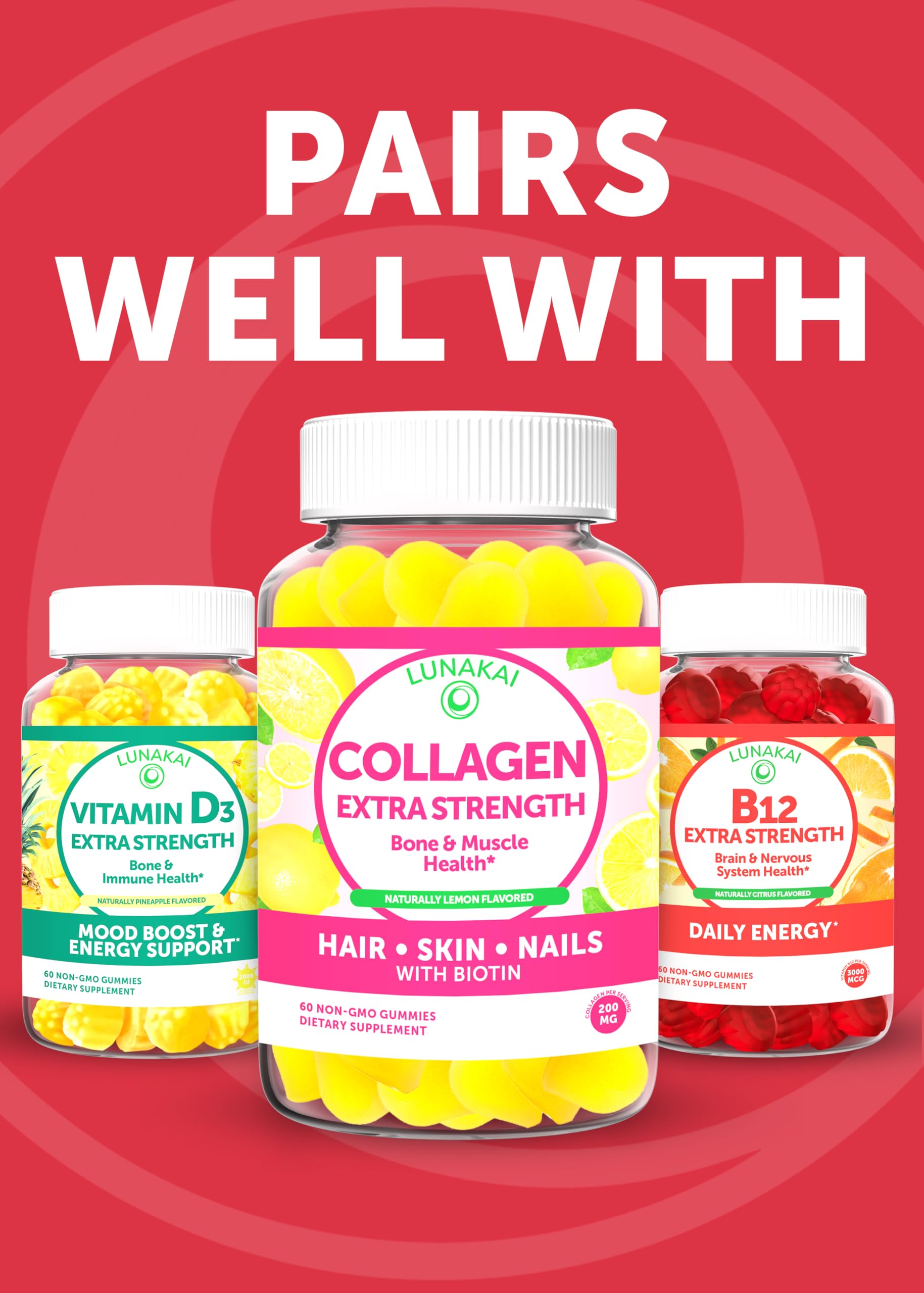 Lunakai biotin gummies 60-count pack supports a consistent routine.