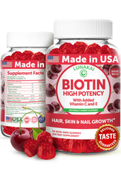 Lunakai biotin gummies bottle offers a 60-count supply for daily beauty support.