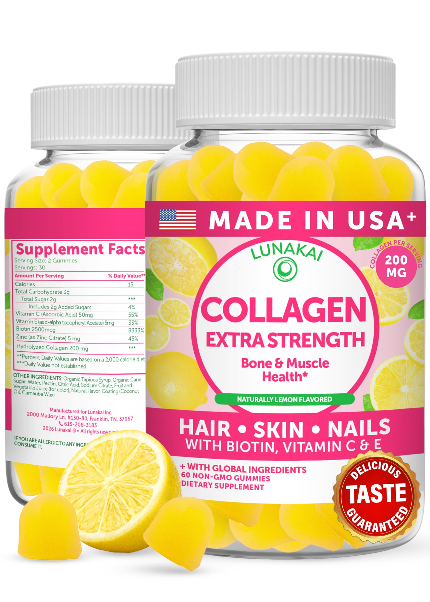Lunakai collagen gummies bottle for easy daily beauty support