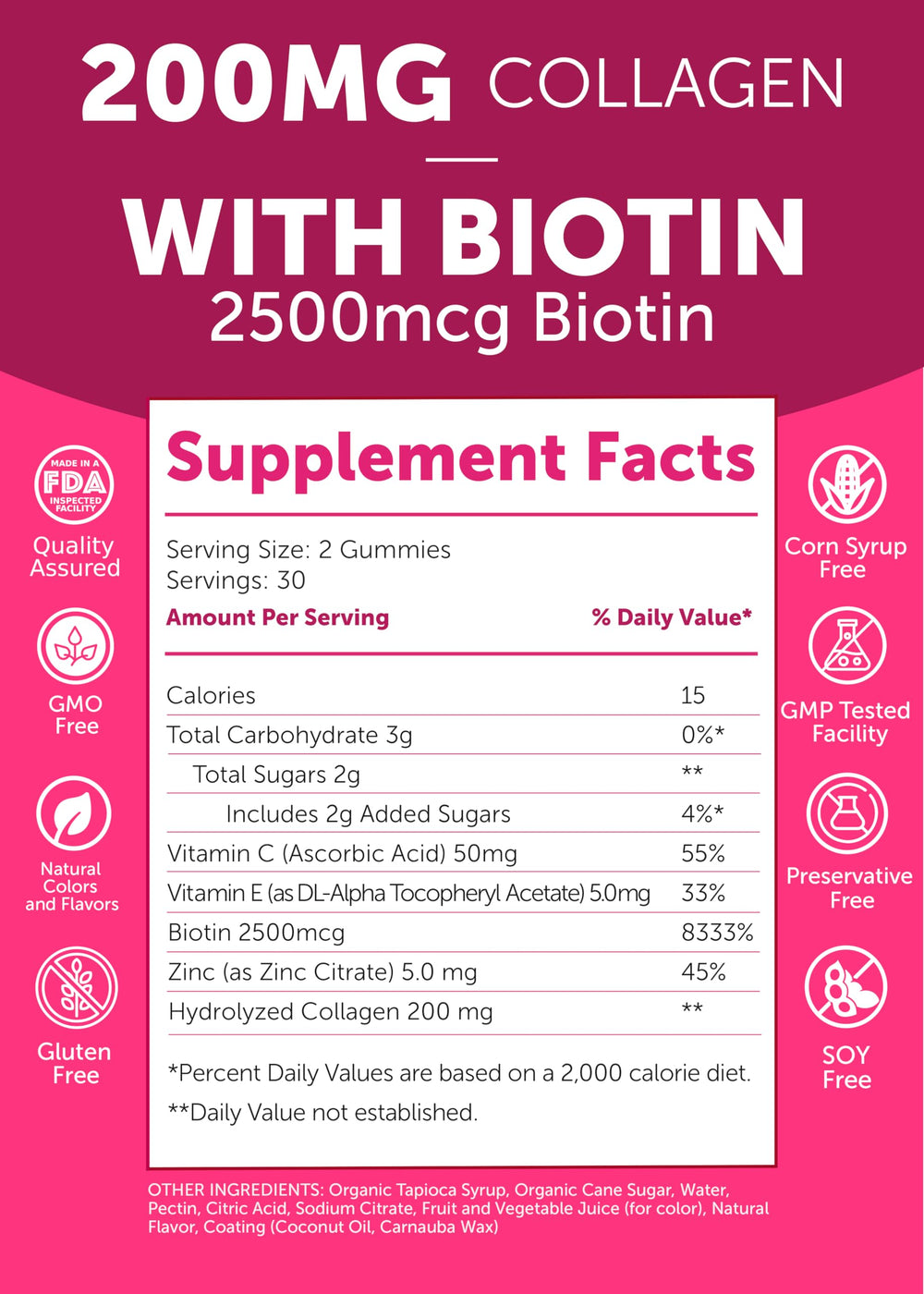 Lunakai vitamins icons highlight biotin zinc and vitamins C & E