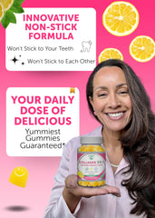 Gummies poured into hand for simple daily routine with Lunakai