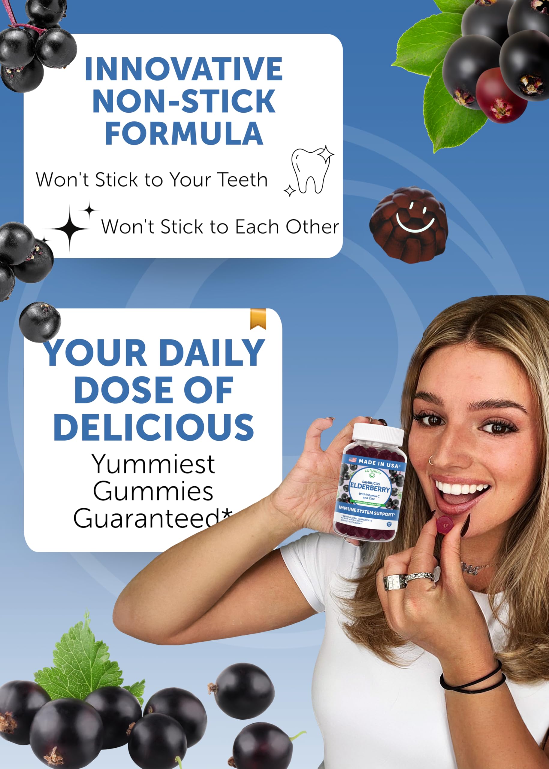 Lunakai elderberry gummies kids-chew features soft texture loved by children