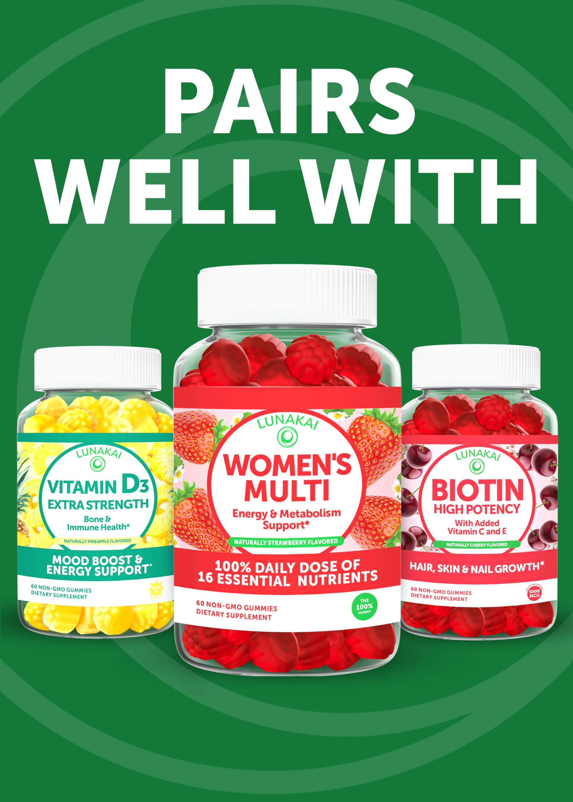 Lunakai gluten-free dairy-free soy-free gummies on clean packaging