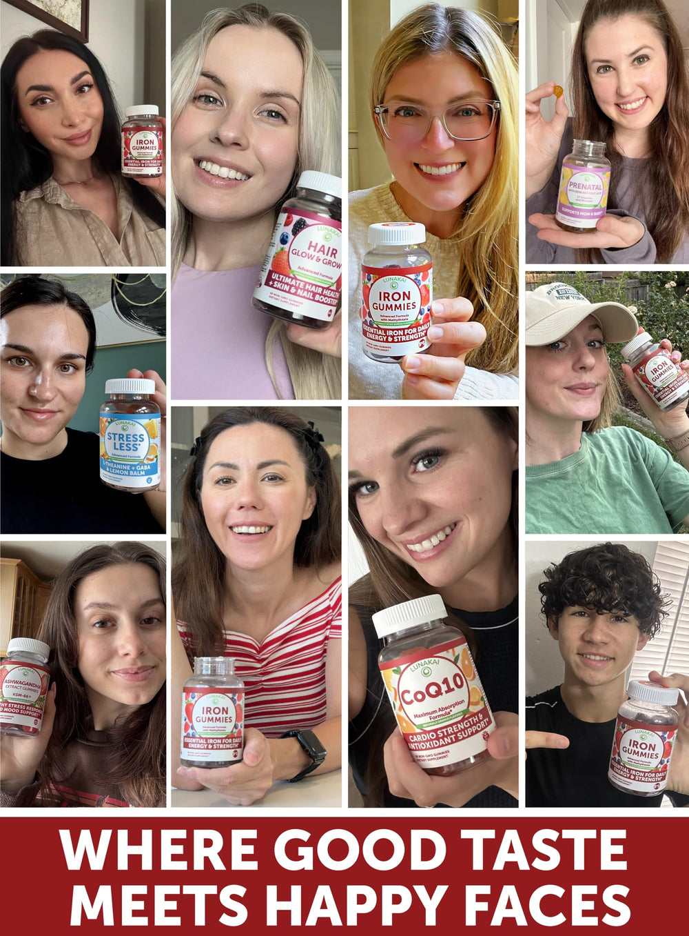 Lunakai iron gummies serving size on pack fits teen and adult routines.