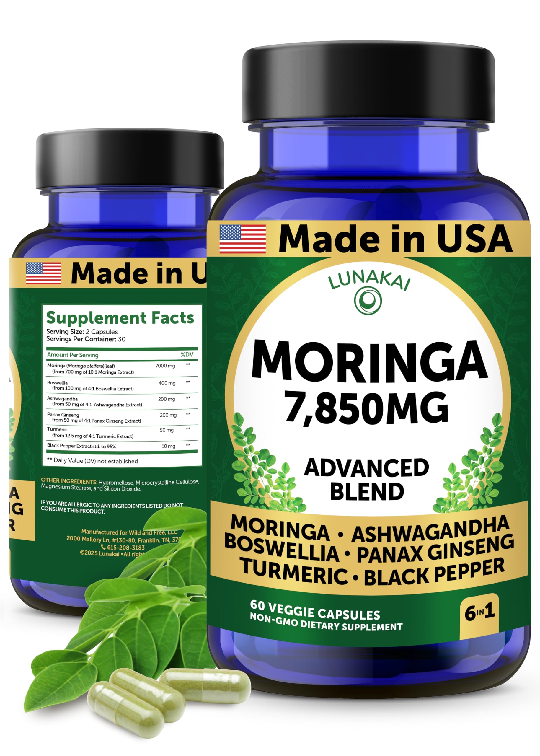 Lunakai moringa capsules bottle ready for daily wellness routine