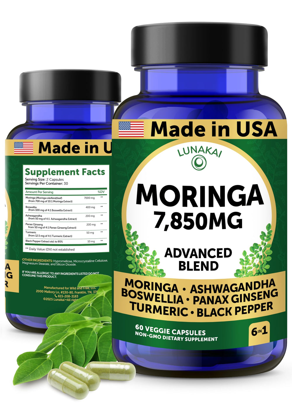 Lunakai moringa capsules bottle ready for daily wellness routine