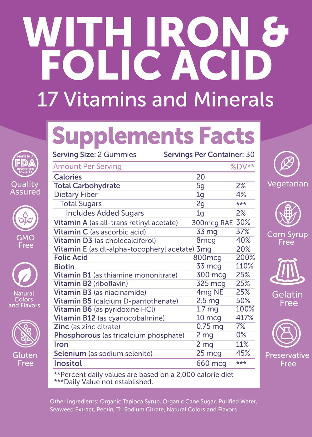 Lunakai pregnancy vitamin gummies non-GMO and gluten-free option
