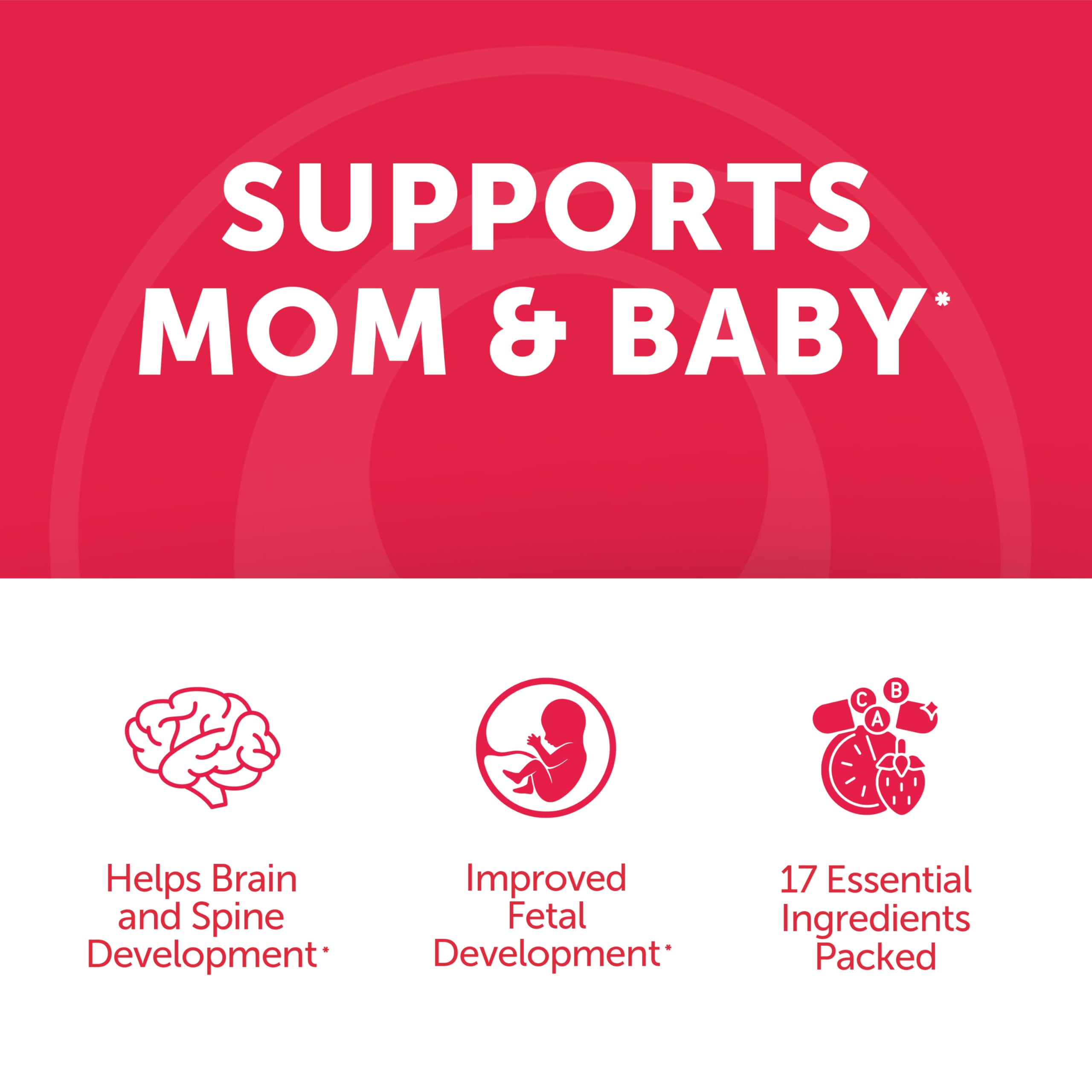 Lunakai Prenatal hair-skin-nails illustration implies beauty-supporting vitamins from daily use.