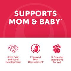 Lunakai Prenatal hair-skin-nails illustration implies beauty-supporting vitamins from daily use.