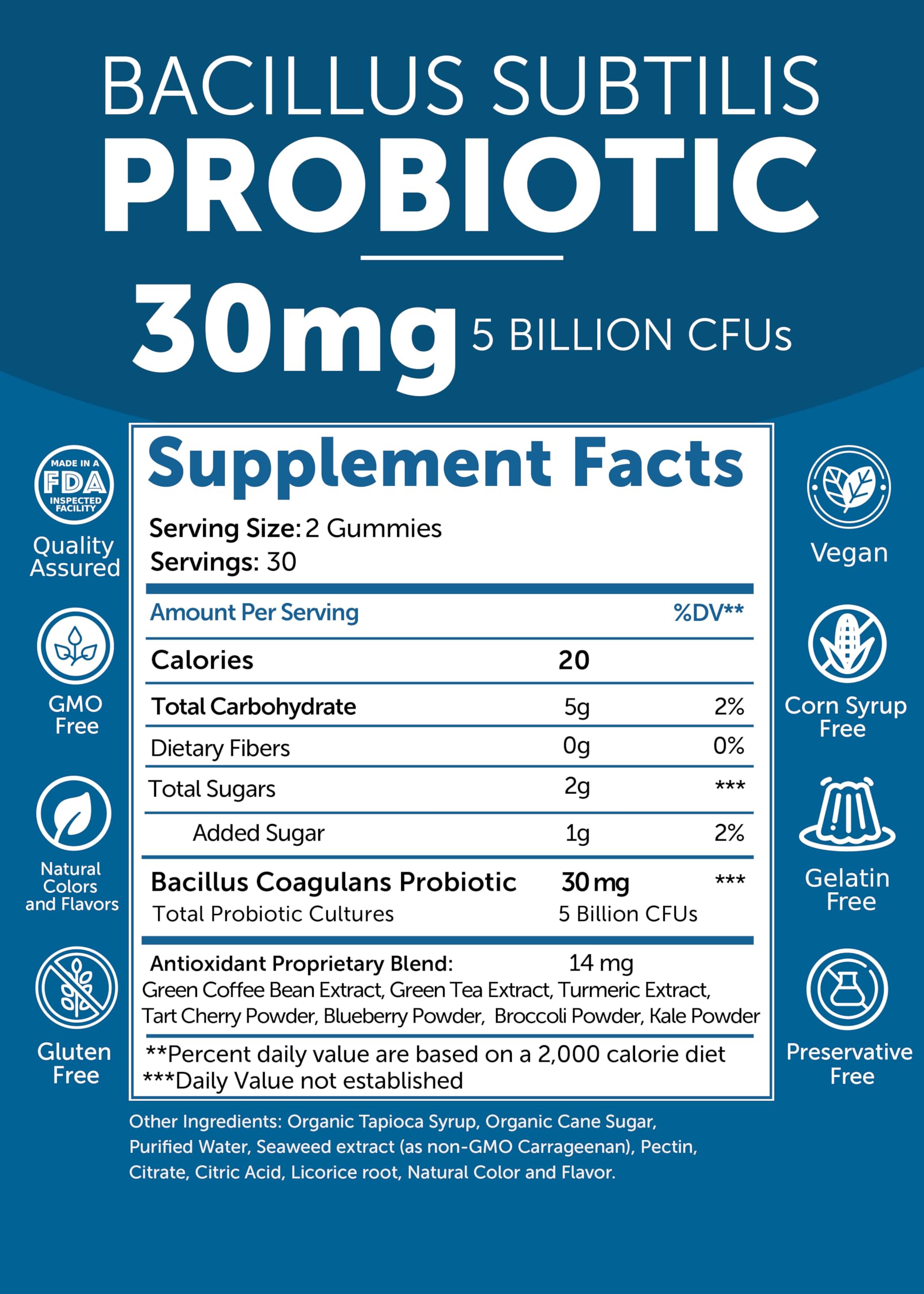 Lunakai vegan gluten-free gummies label and allergen-free promise