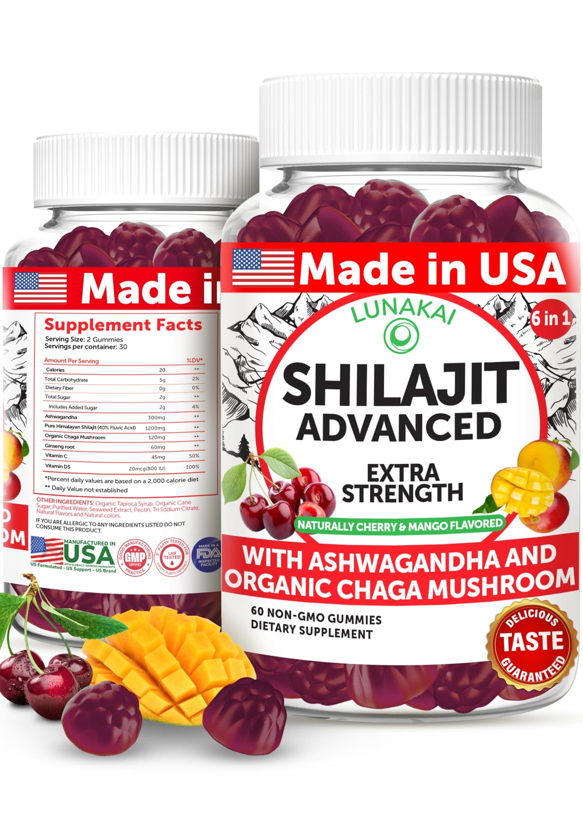 Lunakai shilajit gummies bottle showcases convenient daily energy support